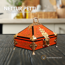 Load image into Gallery viewer, Nettur Petti - (Orange Color) - Hand Painted Jewel Box